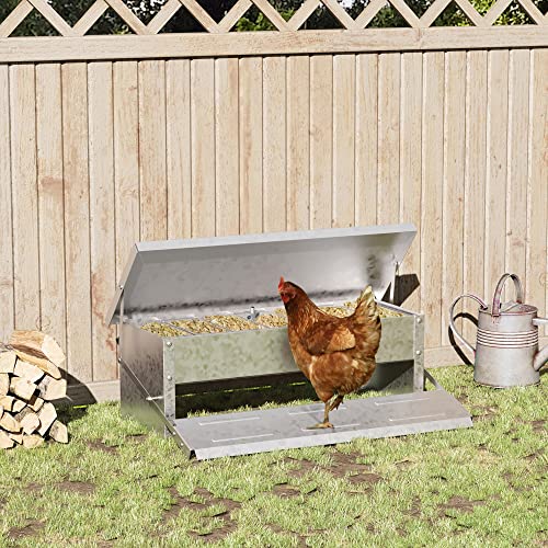 PawHut Futterautomat Hühner 5 kg Füllmenge Hühnerfutterautomat Futterspender Geflügel-Futterspender mit Deckel für… – Bild 3
