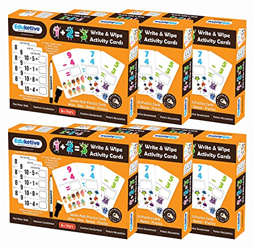 Image of 1+2=3 PREMATH (Pack of 6) Write & Wipe Reusable Activity Educational Game Birthday Return Gift Pack