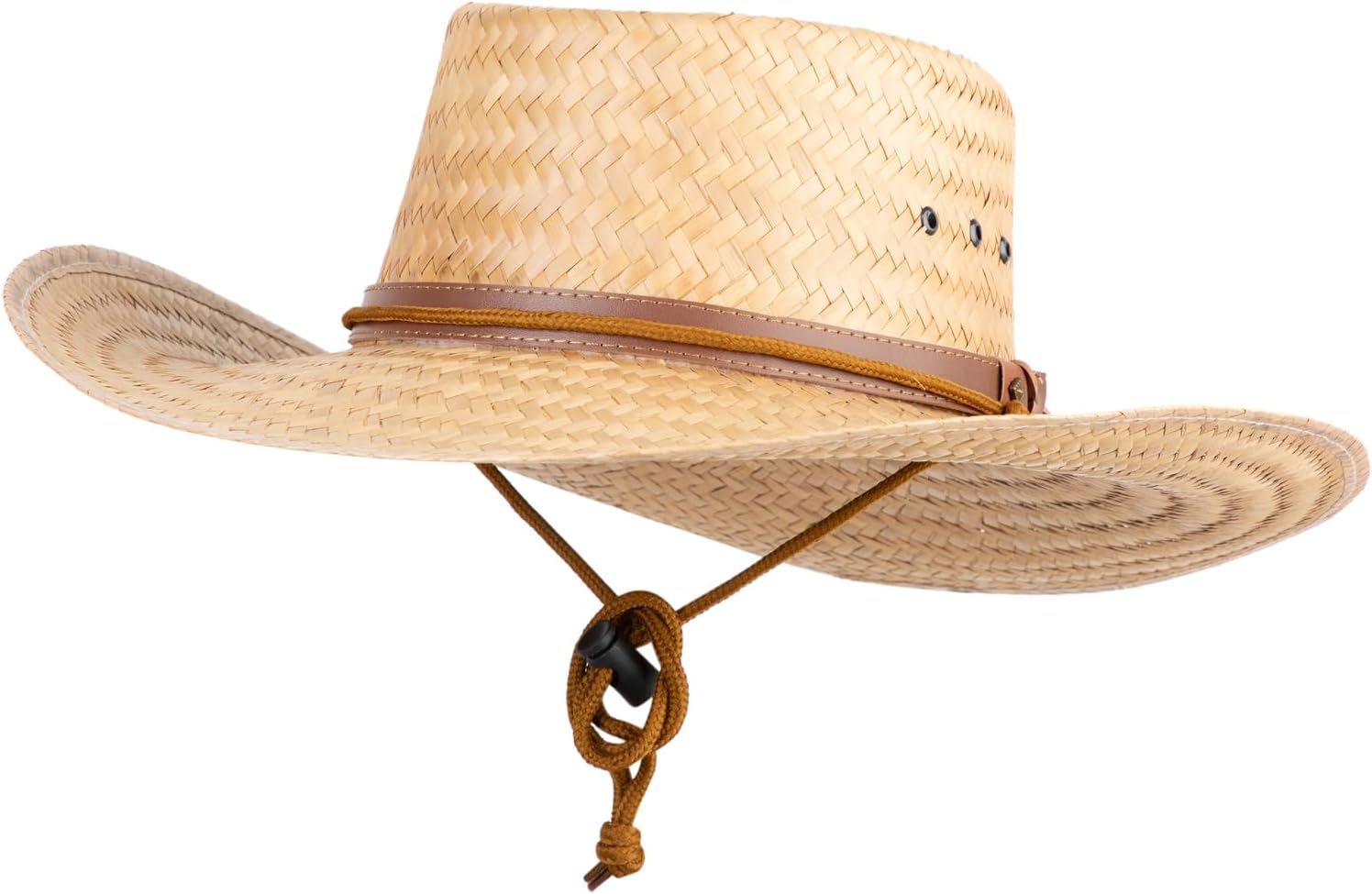UPF 50+ Palm Leaf Chin Tie Gambler Straw Hat