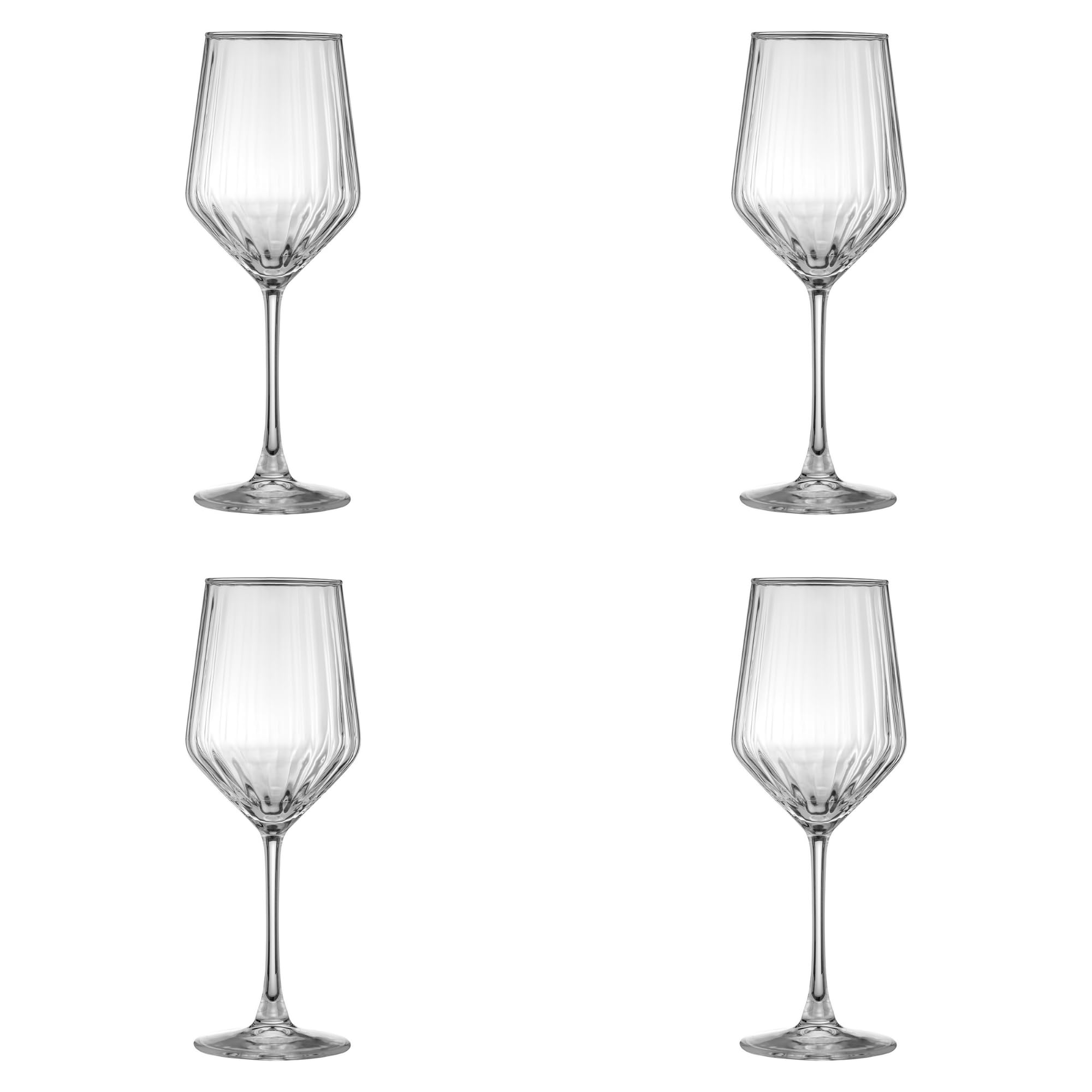Ravenhead Luxe Set of 4 Hiball Glasses | 400ml Recycled Glass with Fluted Embossed Design | 40cl Elegant Tumbler Glass Set for Water, Cocktails & Soft Drinks, Dishwasher Safe