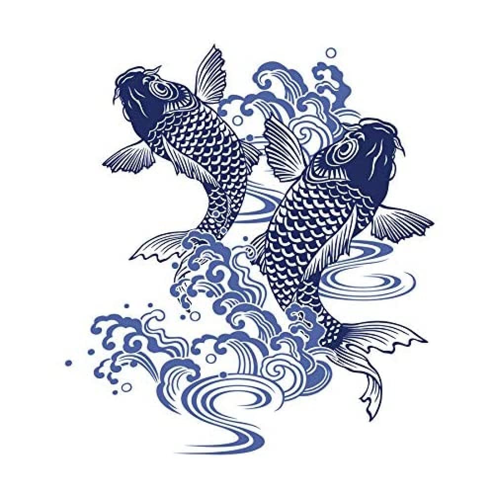 Japanese Koi Carp Illustration Unframed Art Print Poster Wall Decor 12x16 inch