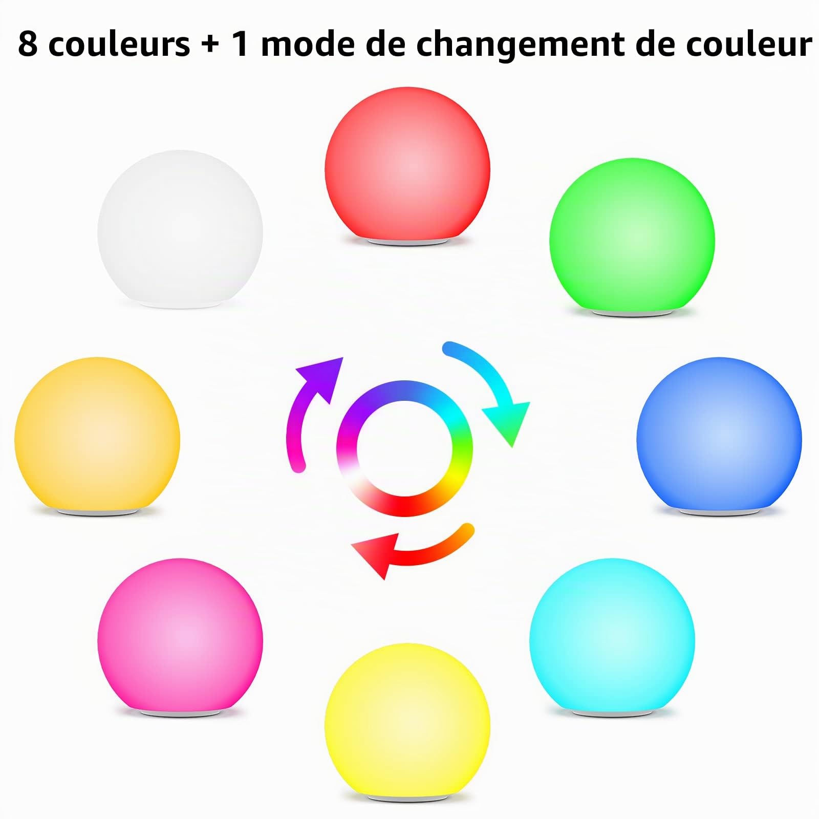 Jonwall Lampes solaires d'extérieur RGBW, boule de lumière solaire 30 cm, boule solaire avec changement de couleur, lampes solaires LED IP67 1800 mAh Batterie pour jardin, balcon terrasse