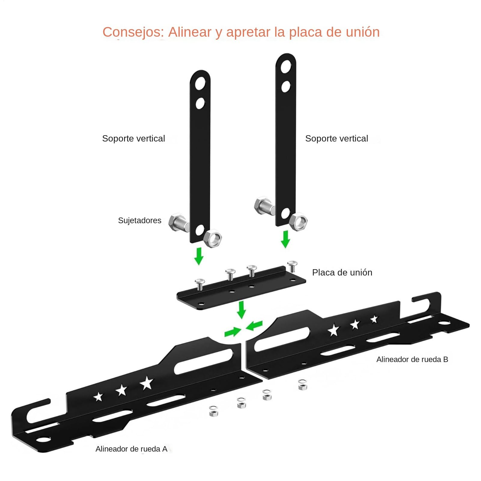 Kit De Alineacion De Ruedas Kit De Placas De Reparación Para Alineación | Equilibrador del Tren Delantero Para Coche Camion SUV Bicicleta Taller Garaje Exterior Y Domestico