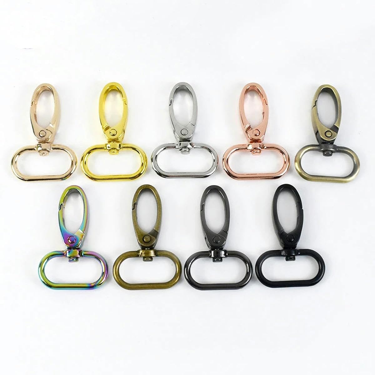 100 piezas 16/20/26/32/38 mm Hebillas de metal Correa para bolso Mosquetón giratorio Langosta Collar con gancho a presión Llavero Accesorios para bolsos DIY-25 mm-Negro
