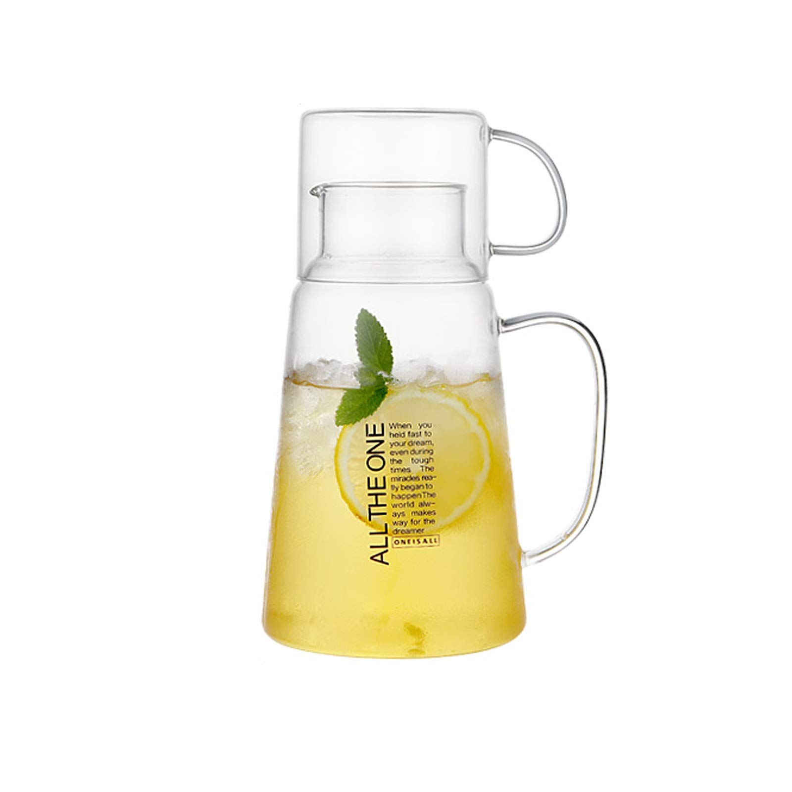 Jarra Agua Fria La Jarra de Vidrio con la Tapa de la Tetera de Vidrio de Alta Capacidad Resistente a la Alta Temperatura es una Tapa de Agua y una Tapa 1300ml Jarra Agua Detox Frutas