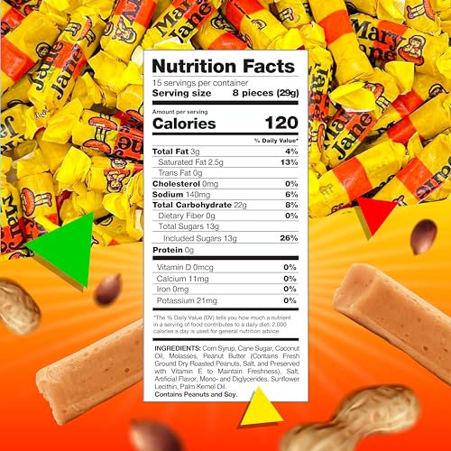 Mary Jane Candy | 1 Pound Bag - Approx. 120 Count | Peanut Butter Flavored Taffies - Thumbnail 6
