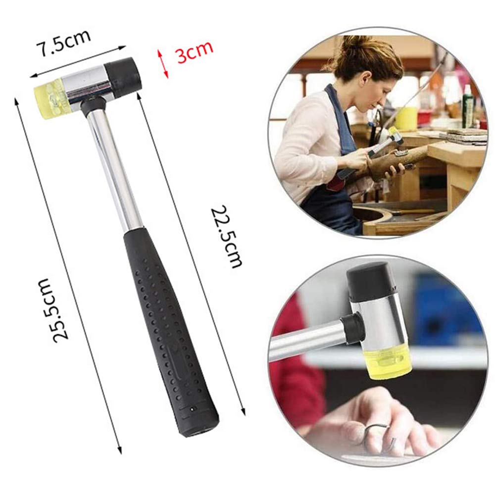 Martello In Gomma 2 Pezzi Con 4 Teste Di Ricambio | 25mm | Per Lavori Di Precisione Su Legno E Pelle - Foto 8