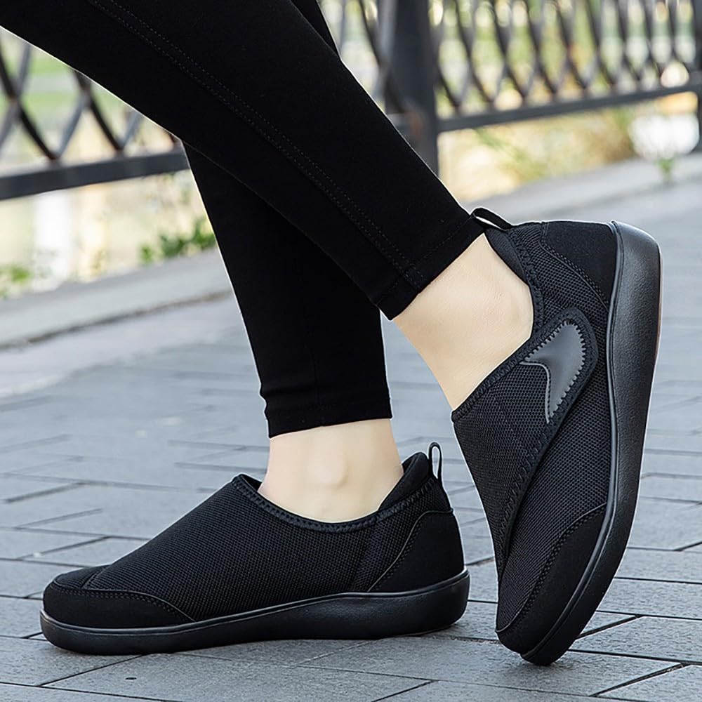 Eagsouni Extra Weit Diabetiker Schuhe Damen Herren Hausschuhe Leichte Atmungsaktive rutschfest Orthopädische verbandsschuhe Klettverschluss Senioren Walkingschuhe für Geschwollene Füße
