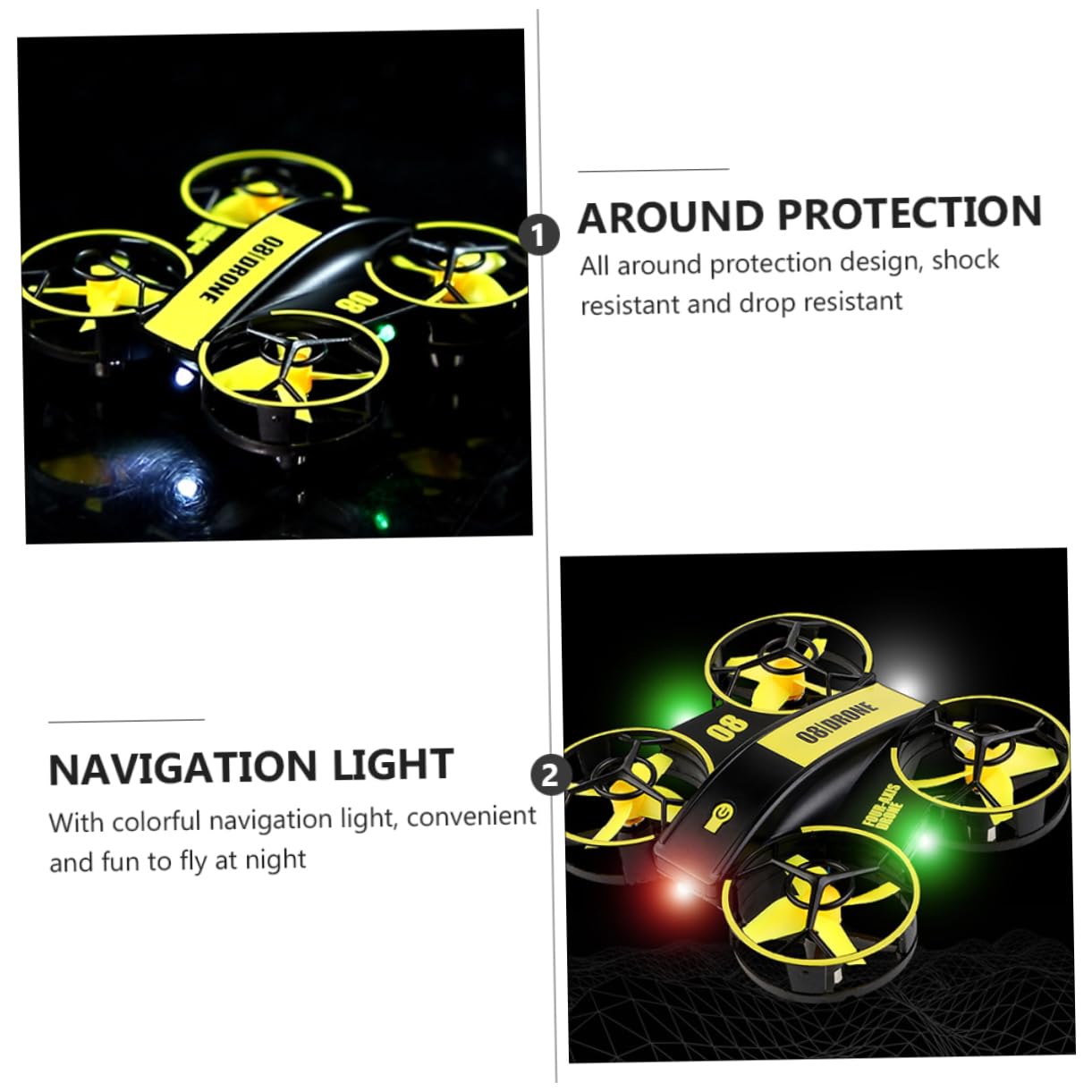 ibasenice 2pezzi Mini Led Quadcopter Portatile Con Luce Led Droni Mini Telecomandati Per Giocattoli Elicottero Con Batteria Modulari Per Uso Indoor e Outdoor