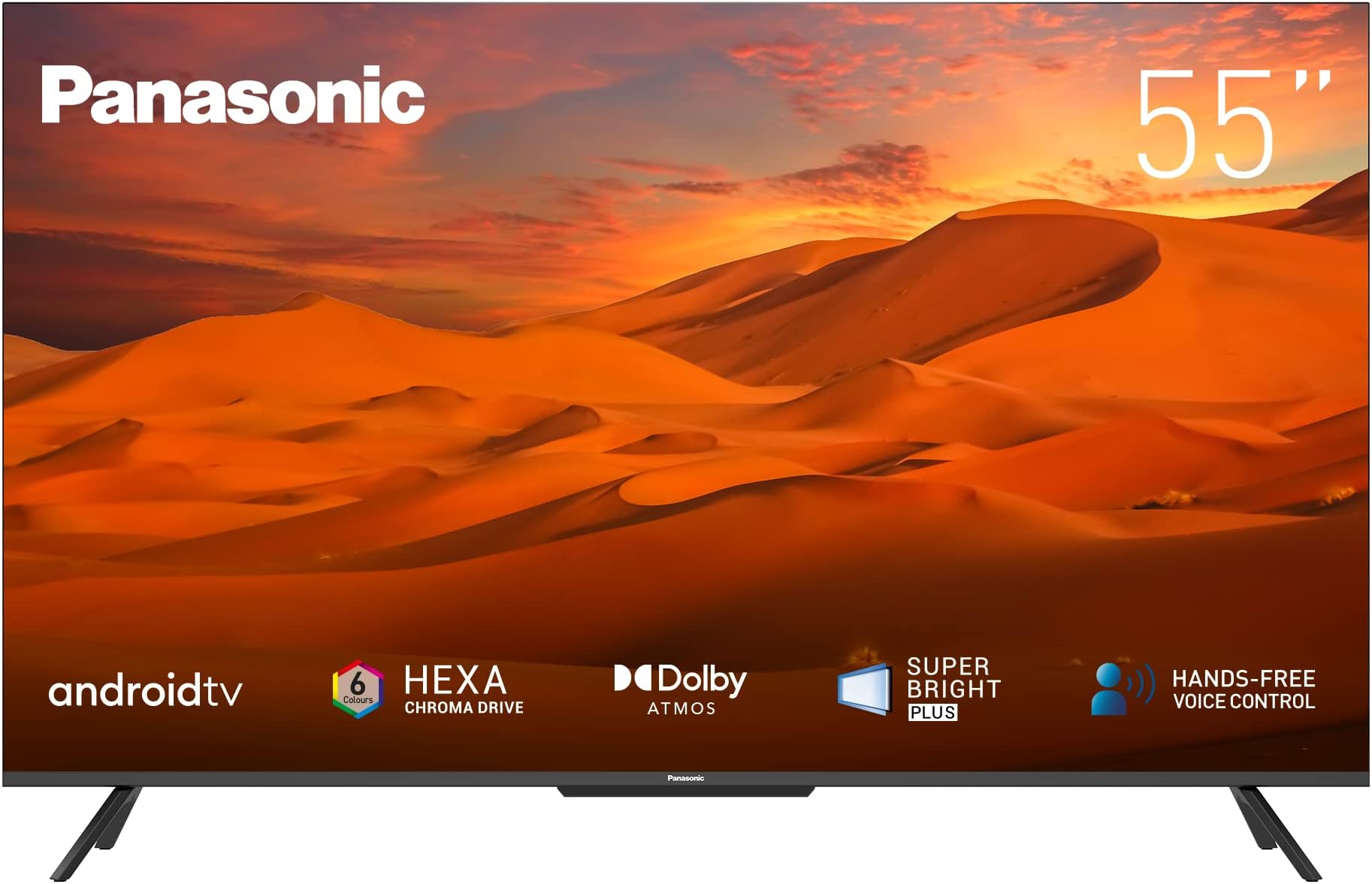 Panasonic55 Inch TV 4K HDR UHD Smart Android TV Super Bright Panel Plus Shahid APP Hexa Chroma Drive Dolby Atmos - TH-55JX850M