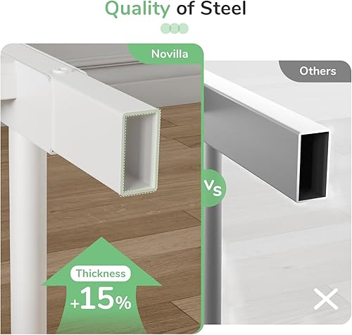 Miniatura 38 de Novilla - Base de cama con cabecera y estribo, plataforma de metal de 14 pulgadas con almacenamiento debajo de la cama, no necesita somier, soporte