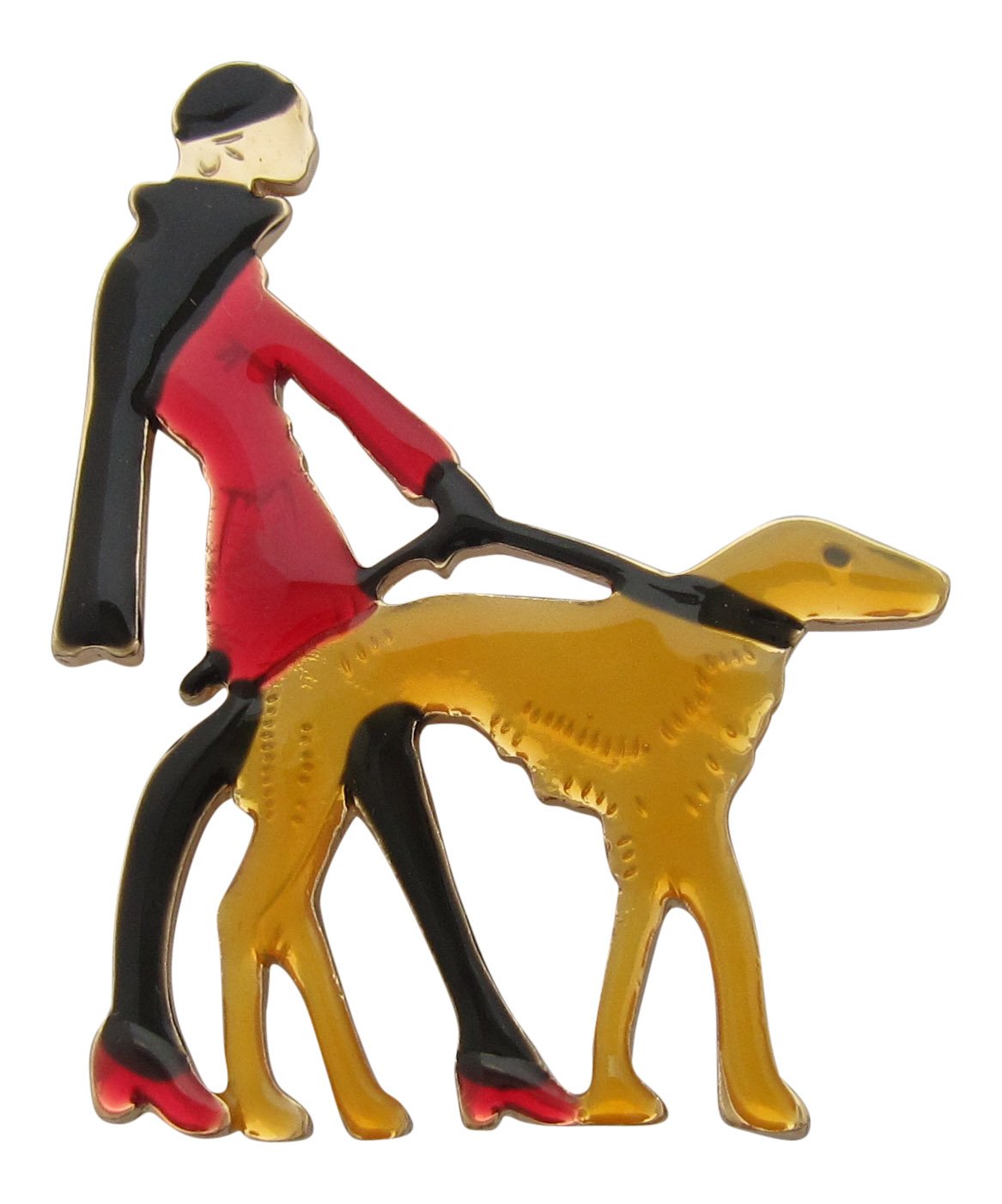 Brooch Boutique Elegant Lady with Lurcher Dog Brooch