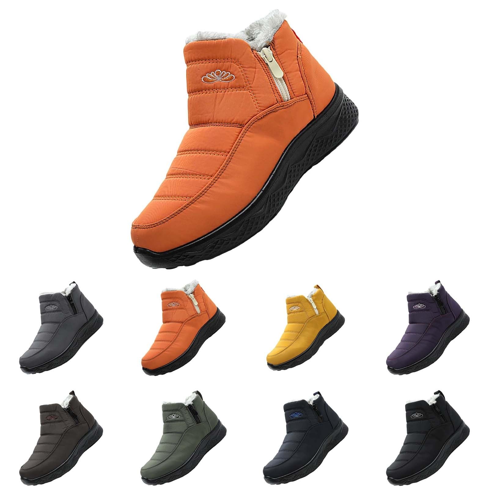 Générique Botte Fourrée Femme Imperméables Fourrées Chaude Bottines Confortable Antidérapantes Mi-Mollet Chaussures Chaude Résistant À L’humidité Fermeture Éclair Bottes Pour Trajets Quotidien