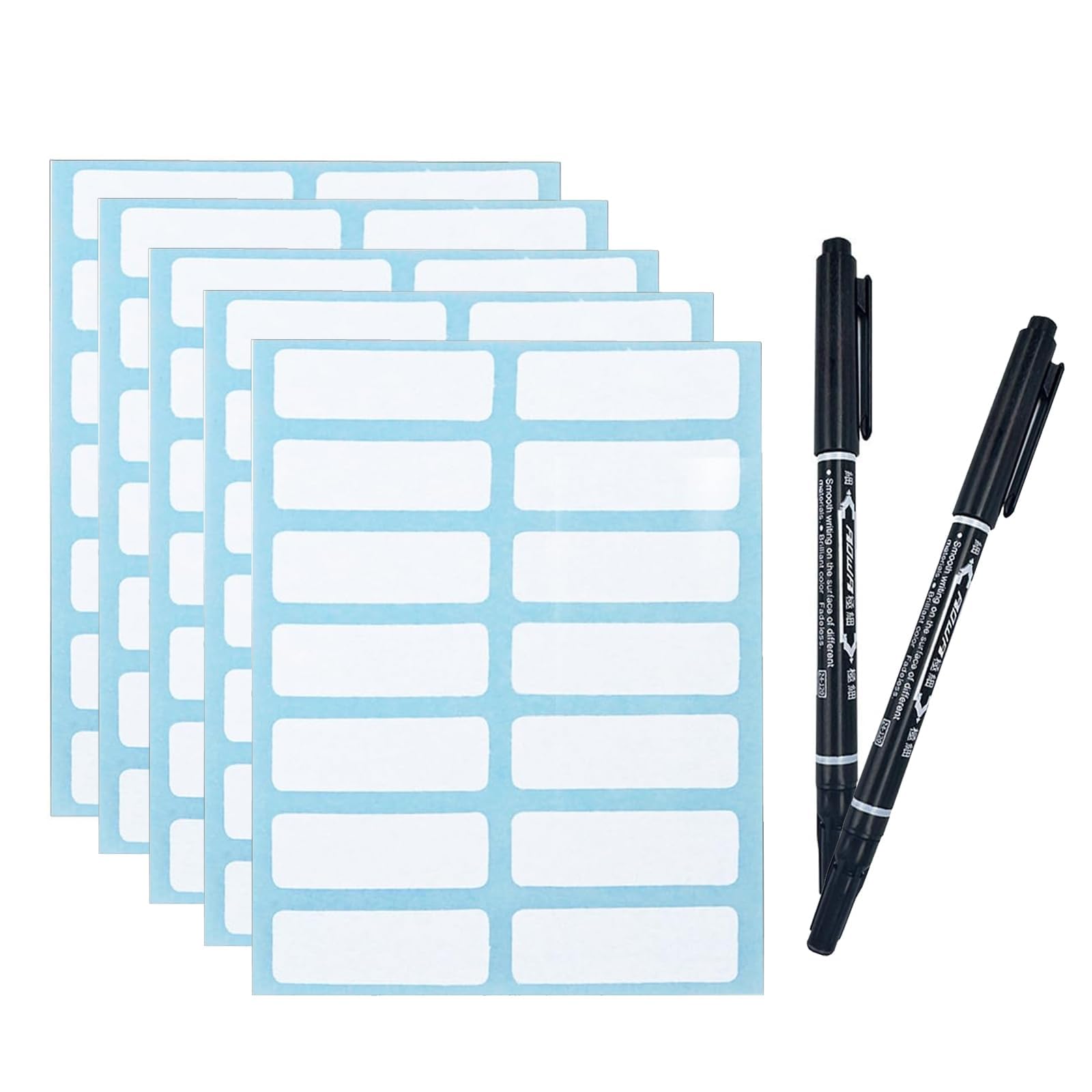 840 Pcs Sticky Label 13 x 38 mm File Folder Labels Name Label Addressing Shipping Stickers Each Sticky Label with Oily Marker Pen