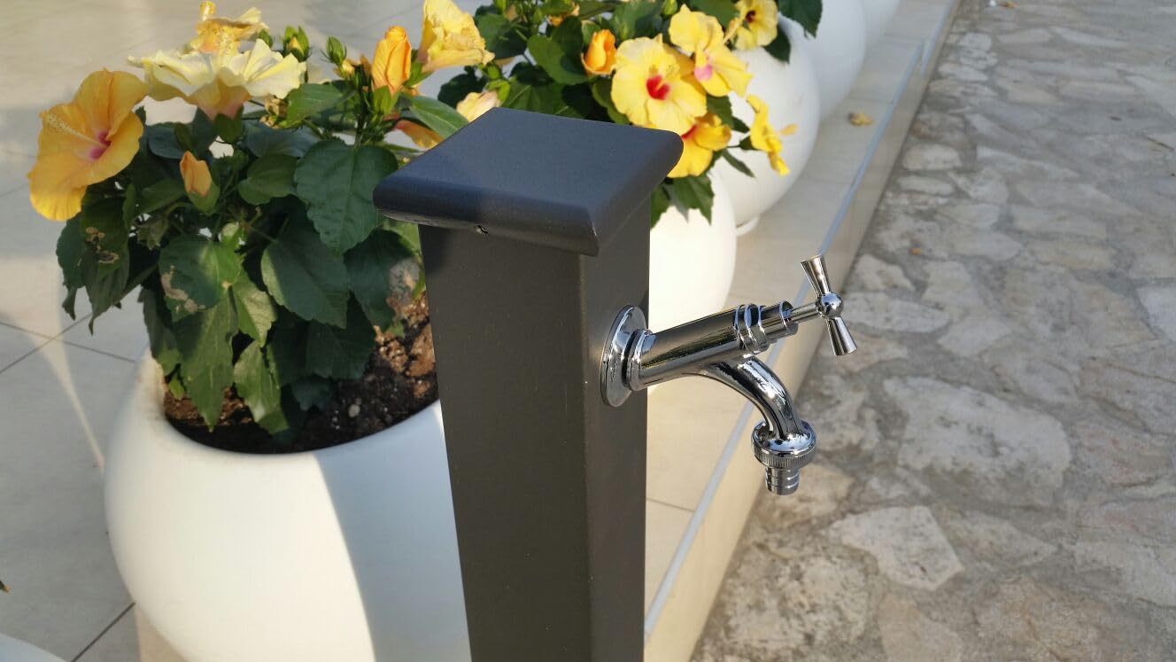 Fonderia Bongiovanni | Fontaine à Colonne Modèle Sidney pour Maison et Jardin avec Système et Robinet en Laiton Chromé | Extérieur