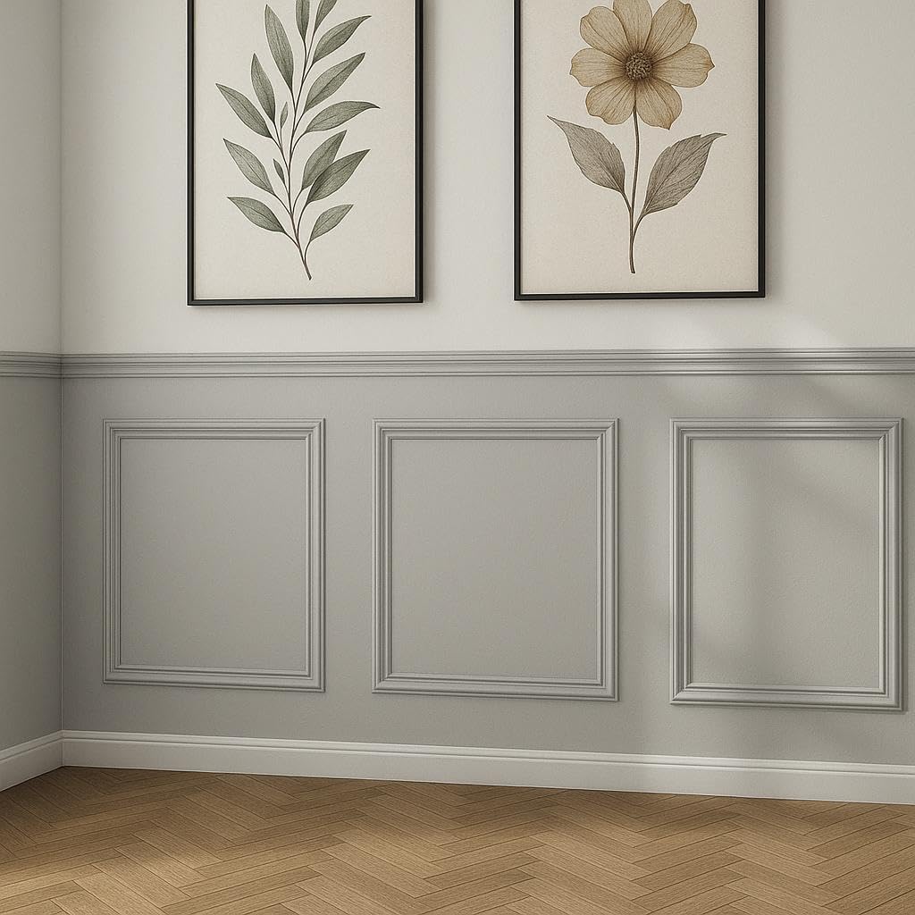 Home Treats Brown Wooden 3D Wall Panelling Kit | Shaker Style Paintable Mdf Wall Mounting Set