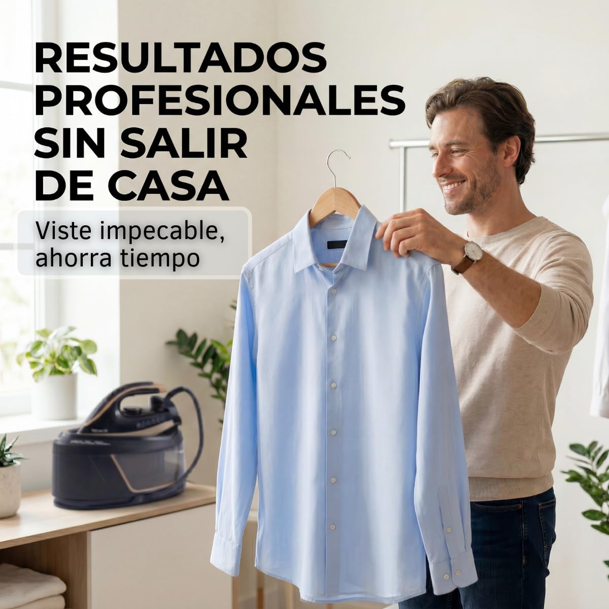 Centro de Planchado Plancha de Vapor para Ropa 3100W 8 Bares Vapor Vertical 150 G/Min Deposito 2L Suela Ceramica Antiadherente Autolimpieza Modo Eco Autoapagado Antical Cord 360 Seleccion Temperatura - 5