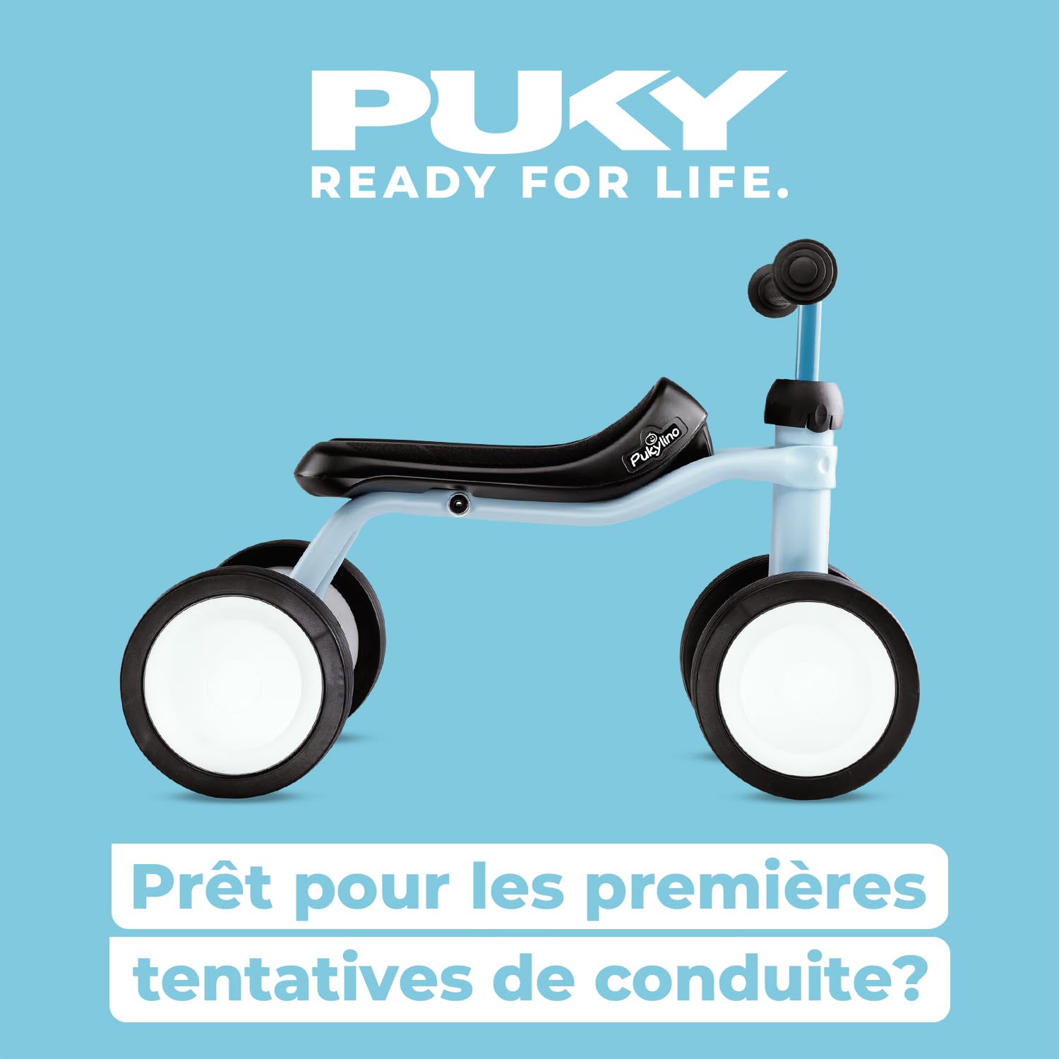 PUKY PUKYLINO Bleu Rétro | Draisienne Bebe 1 an | Velo Bebe sans pédales | Draisienne evolutive avec poignées sécurité, siège Ergonomique et Roues silencieuses | Revêtement Antichoc | Jouet bébé 1 an