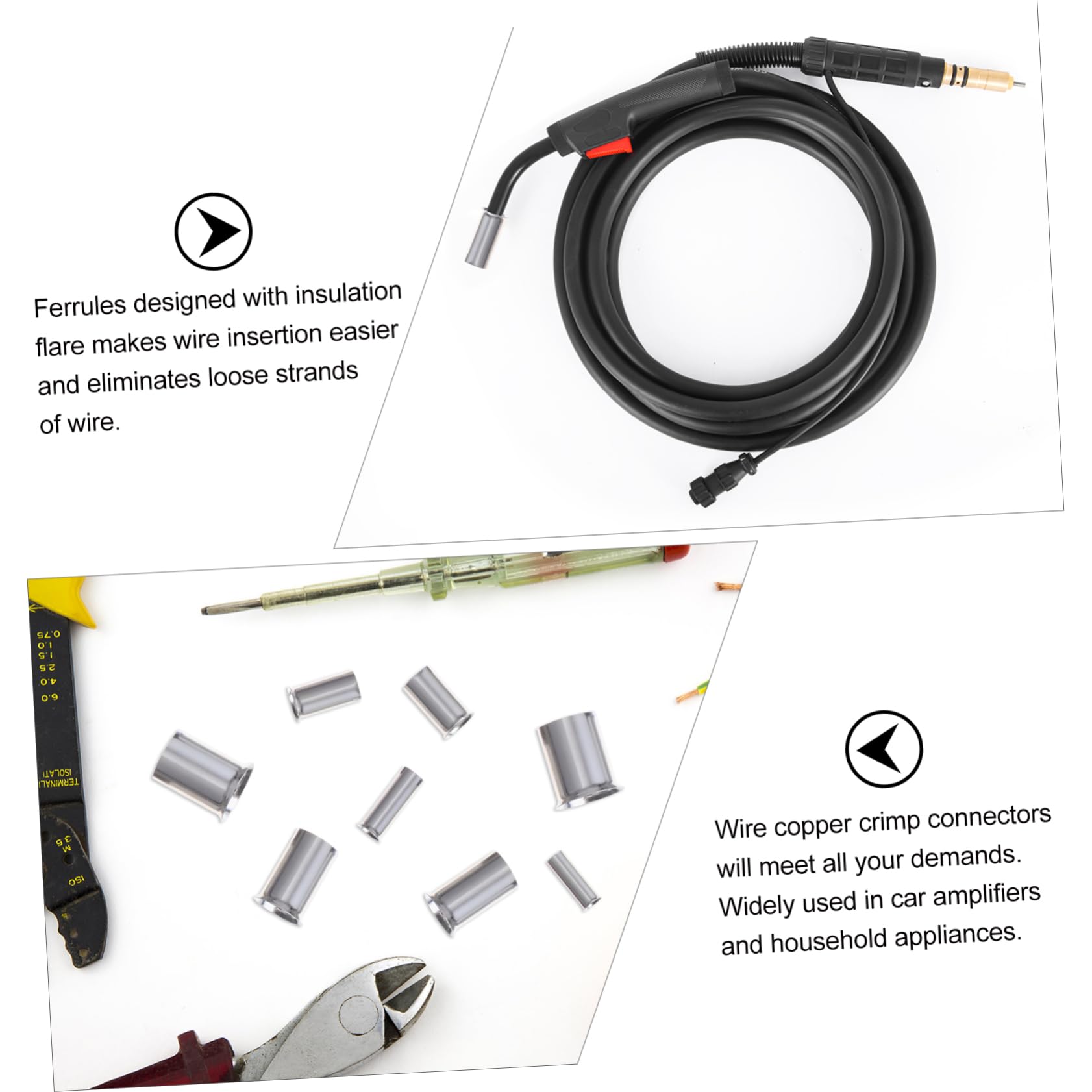 FUNOMOCYA 190 Pcs Wire Rope Sleeves Ferrule Crimping Tool Wire Ferrules Electrical Cable Terminal Ferrules Terminals Crimp Ferrules Wire Ends Wire Ferrule Connectors Wire Connector Copper