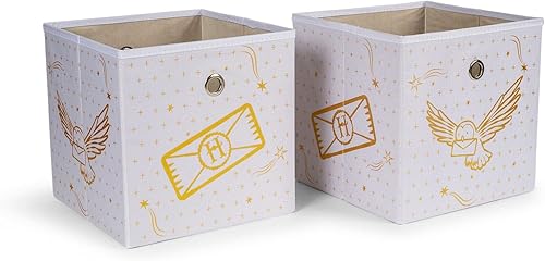 Harry Potter Hedwig - Organizador de cubos de almacenamiento de 11 pulgadas, juego de 2, contenedor de cesta de tela, organizador de armario de