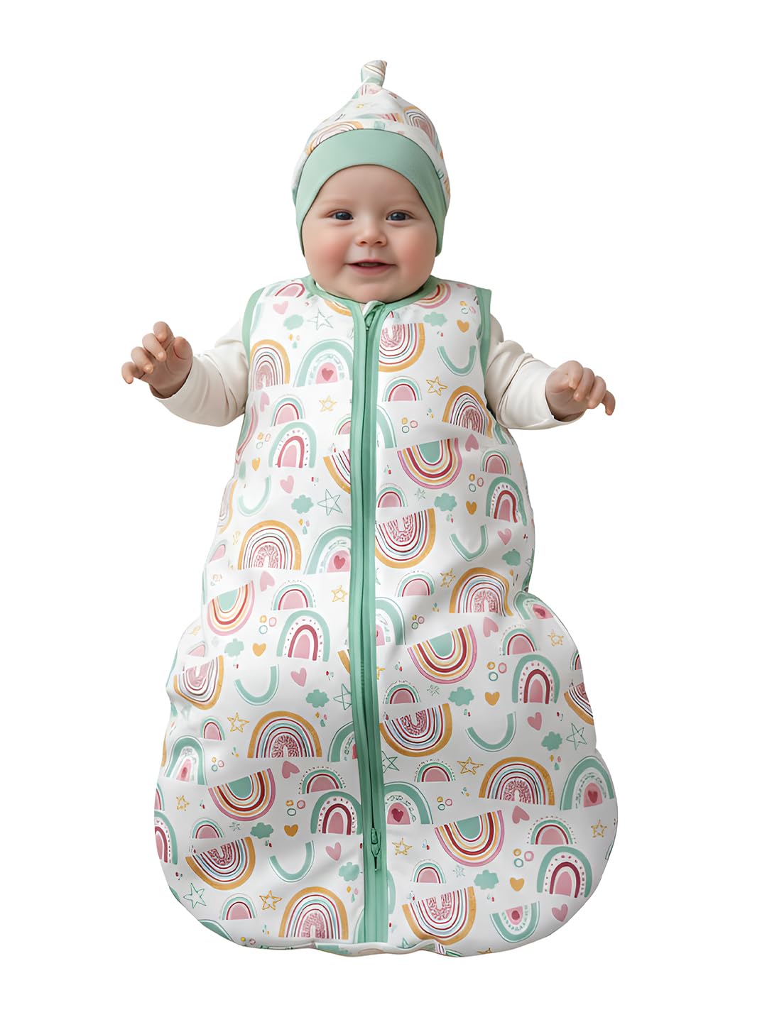 POLKA TOTS 100% Pure Cotton Sleeping Bag for Baby | Ultra-soft & Breathable Newborn Blanket | Cotton Sleep Sack for Babies 0-12 Months with two way zipper for diaper change | Swaddle wrap for New Born