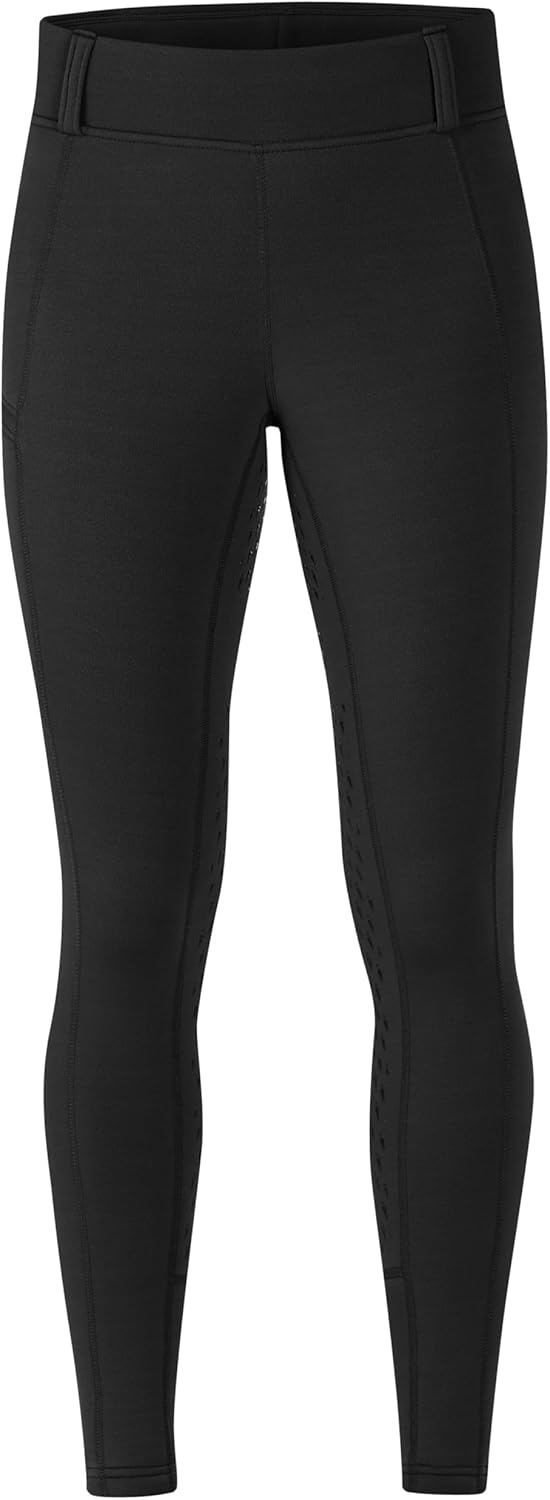 Kerrits Women's Power Stretch Fleece Silicone Full Seat Winter Horse Riding Tights – Polartec Equestrian Legging, Pocket