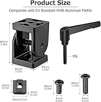 Vista 2 de JiGiU Conector de ángulo de 2 piezas Conector de junta 4040 Tuerca 8 Bisagra flexible Rango de rotación de 180° con palanca de sujeción Conector