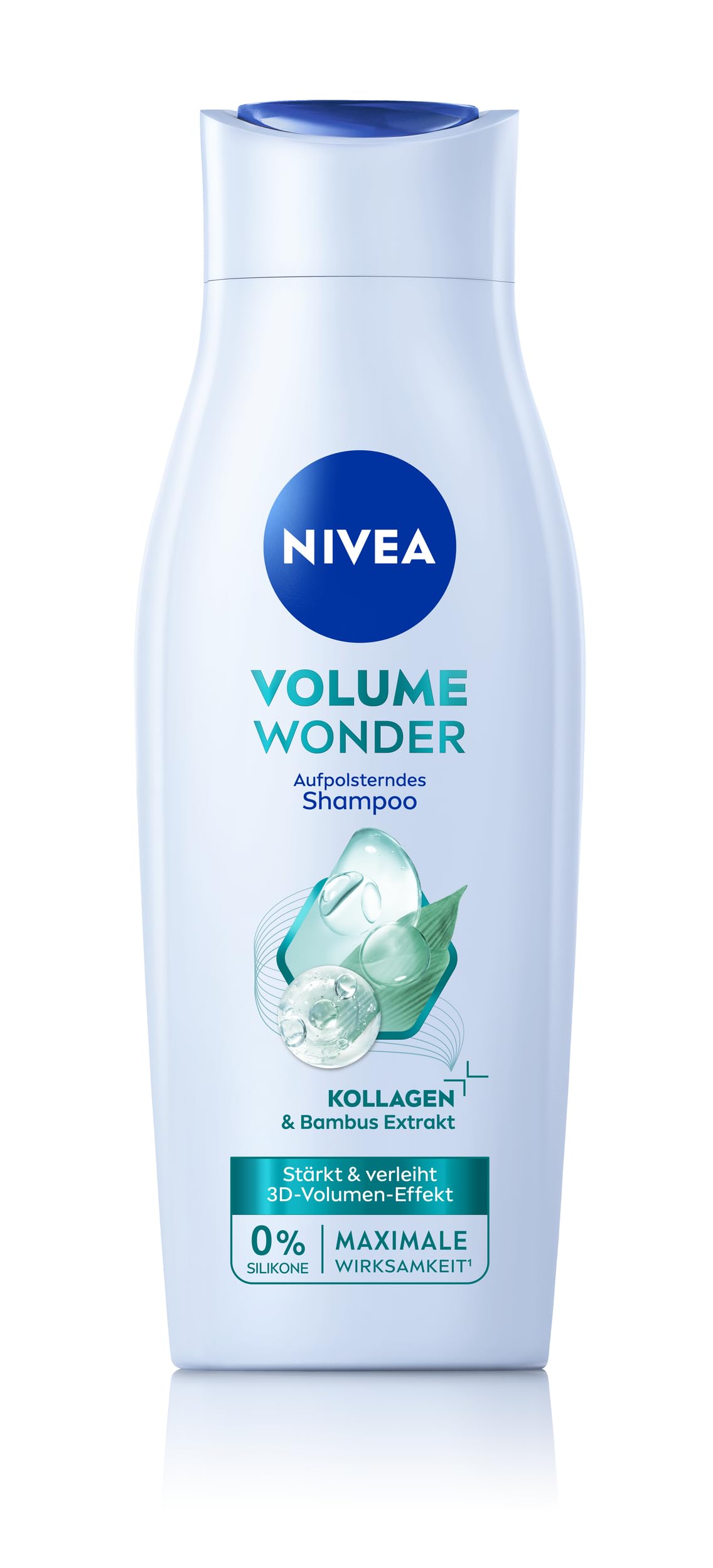 NIVEA Volume Wonder Kräftigendes Shampoo (400 ml), Volumen Shampoo mit Kollagen und natürlichem Bambus-Extrakt, silikonfreies* Haarshampoo für sofortigen Volume Effekt