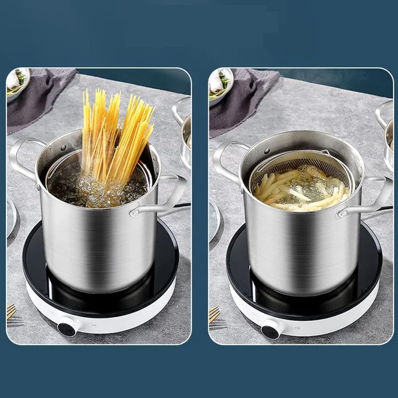 Marmite à pâtes inox 5l cuiseur vapeur asperges et friteuse spaghetti