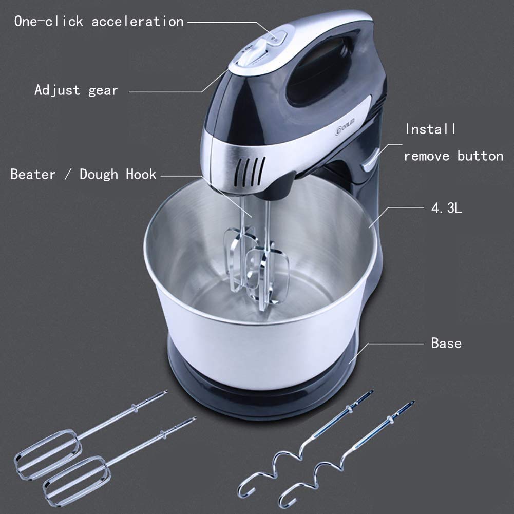 2 in 1 Hand & Stand Mixer Elettrico da Tavolo Cottura Domestica Miscelatore Automatico per Panna e Frusta