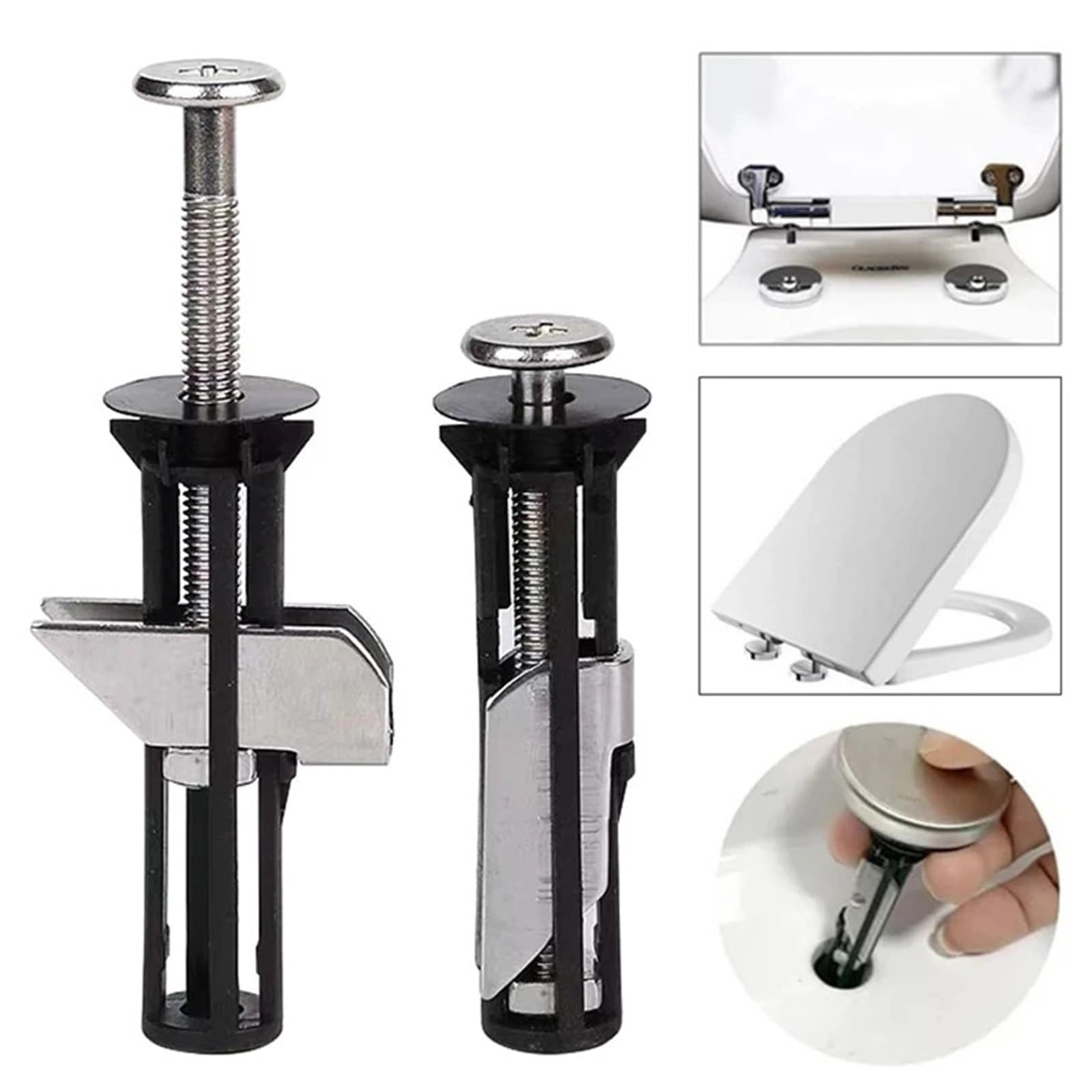 Universelles Toilettensitz-Schrauben-Set, 2 Sets, Metallschrauben, Ersatz-Befestigungszubehör