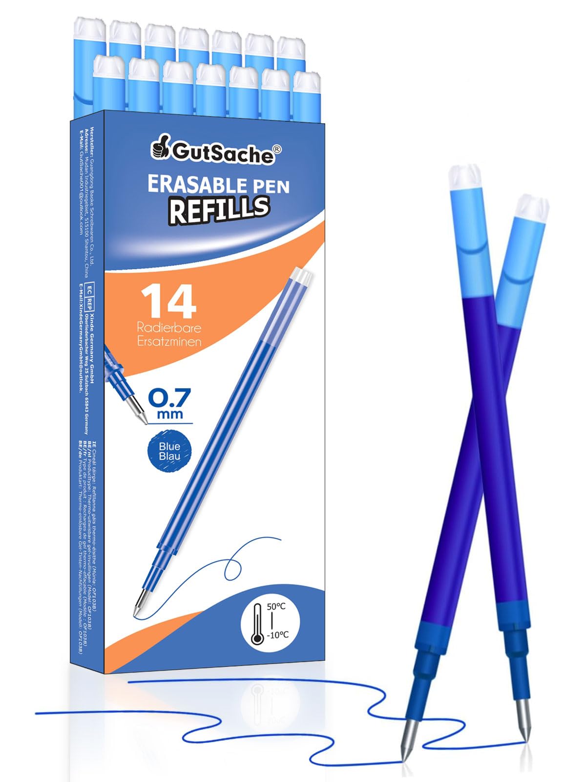 Radierbare Ersatzminen, GutSache 0.7mm Gelschreibermine,Ersatzmine für Gelstift Radierbar, Praktisch für Schule und Alltag