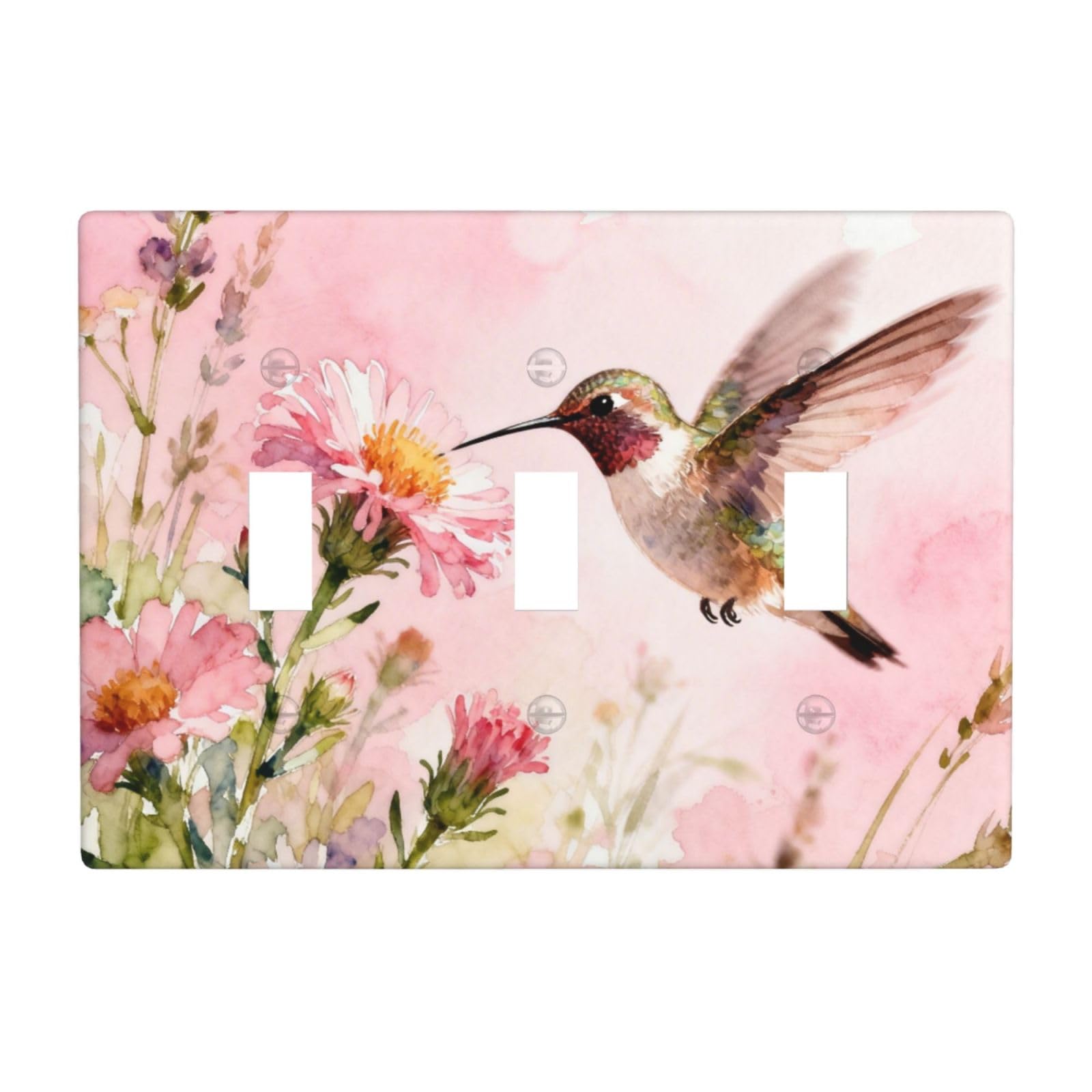 Hummingbird 3 Gang Switch Plate Cover-Unbreakable Polycarbonate Wall Plate, Heat Resistant Toggle Switch Decor for Home