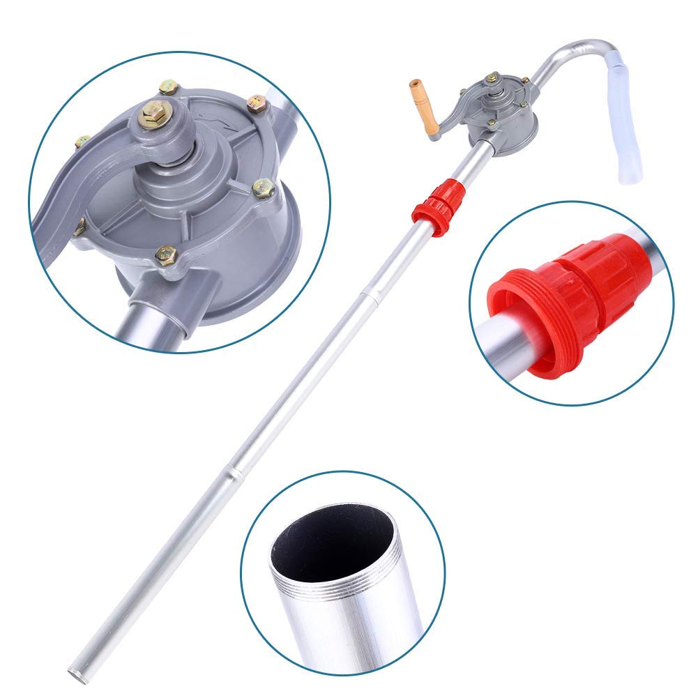 Pompetta Rotante a manovella, Pompa a Tamburo 'Olio a manovella, Kit Pompa Manuale Rotante per Carburante, Pompa a Mano in Lega di Alluminio Resistente per trasferimento Olio, Pompa a