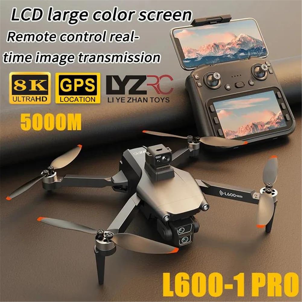 Triple battery,nowy dron gps l600-1 profesjonalny 8k kamera powietrzna fpv bezszczotkowy omijanie przeszkód z dużym ekranem zdalnego sterowania składany dron