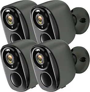 4pc Security Cameras Wireless Outdoor, 2K Battery Powered Camera, WiFi Home Indoor Camera with Color Night Vision, Spotlight, Siren, AI Detection, Cloud/SD, 2 Way Audio, No Monthly Fee, Works Alexa asin的图片