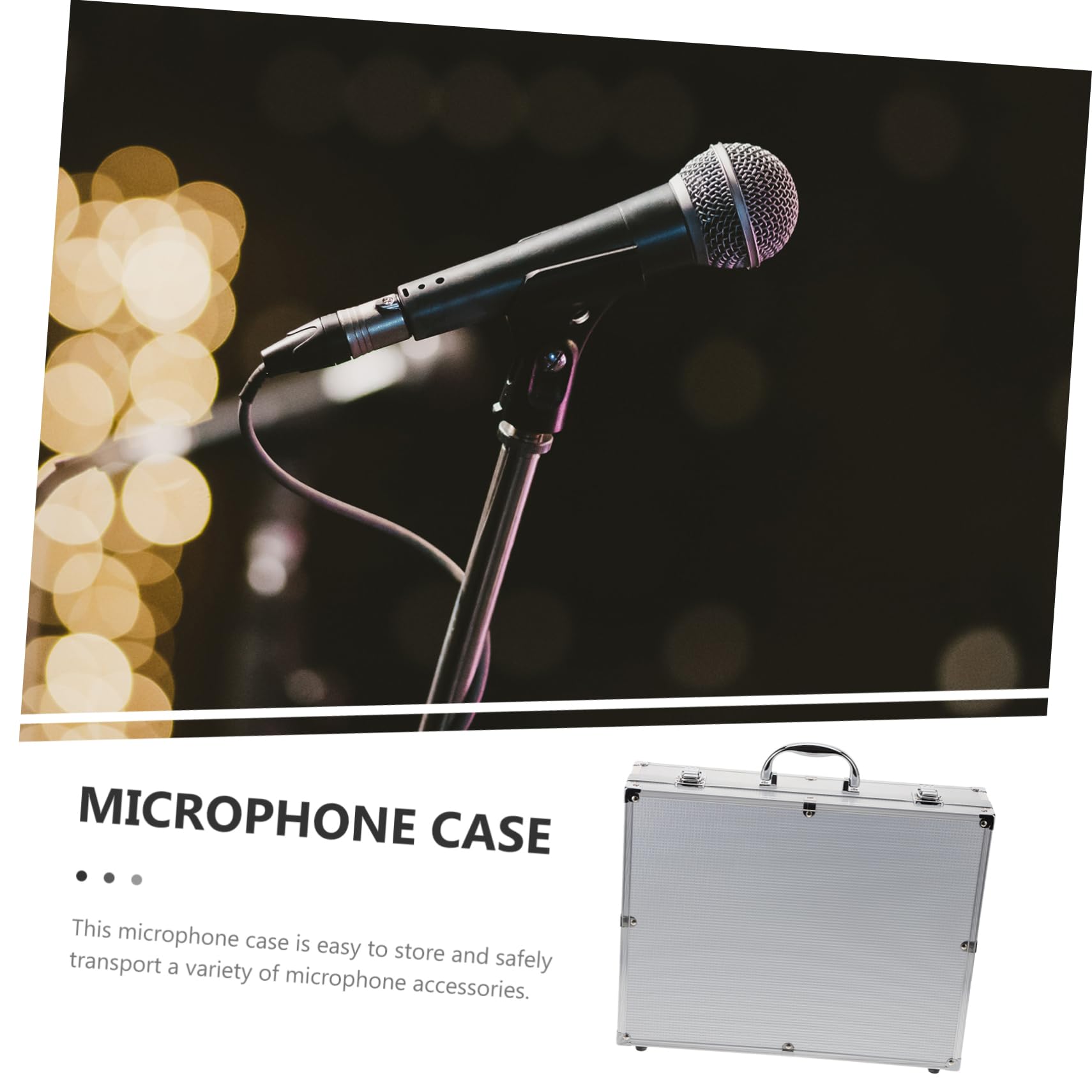SUPVOX Custodia Rigida Capacità 4 Microfoni per Microfono Wireless con Maniglia Protezione Antipolvere Stabile in Lega di Alluminio con Schiuma per Viaggi