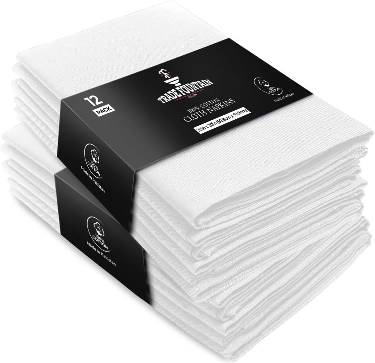 12 x Luxury White 100 Cotton Cloth Napkins 16" X 16" Reusable Napkins