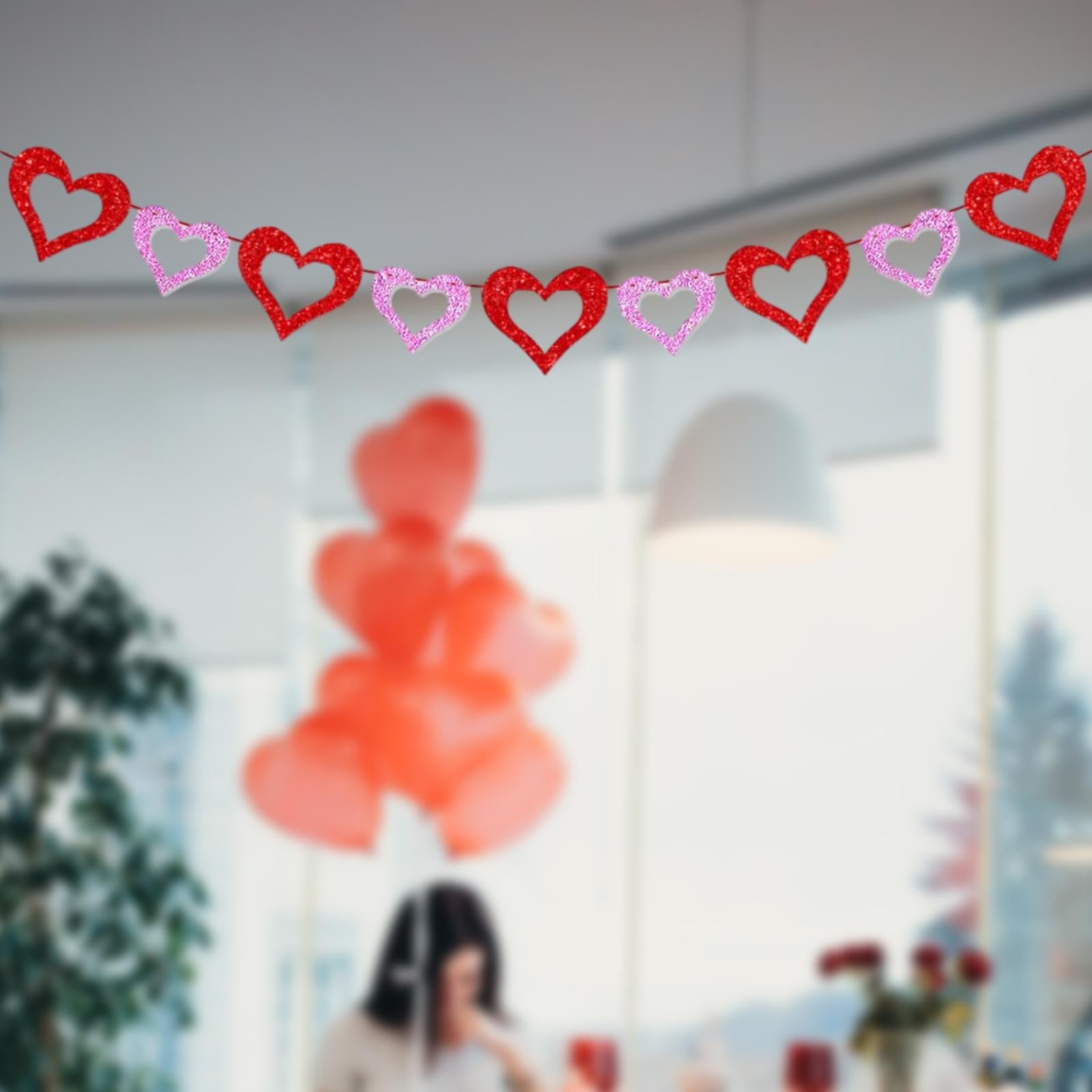 Herz-Girlande Aus Papier – 12 M Gesamtlänge, Rosa & Gold, Für Partys & Dekoration