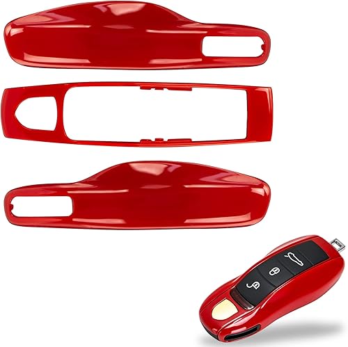 Funda de repuesto pintada para llavero compatible con llavero Porsche (rojo)