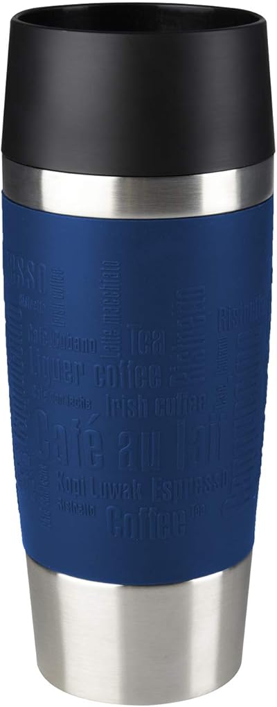 Emsa Travel Mug Classic Thermobecher 360 ml, Kaffeebecher to go thermo hält 4h heiß/8h kalt, auslaufsicher, Isolierbecher mit Quick-Press-Verschluss, 360°-Trinköffnung, blau, 513357