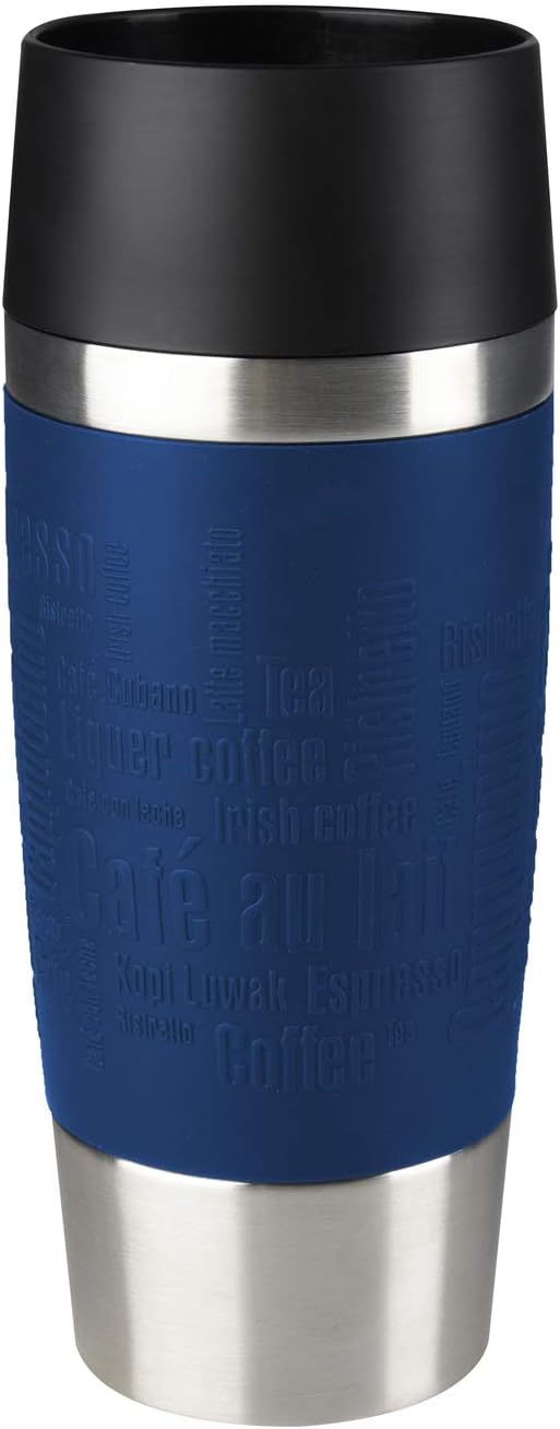 Emsa Travel Mug Classic Thermobecher 360 ml, Kaffeebecher to go thermo hält 4h heiß/8h kalt, auslaufsicher, Isolierbecher mit Quick-Press-Verschluss, 360°-Trinköffnung, blau, 513357