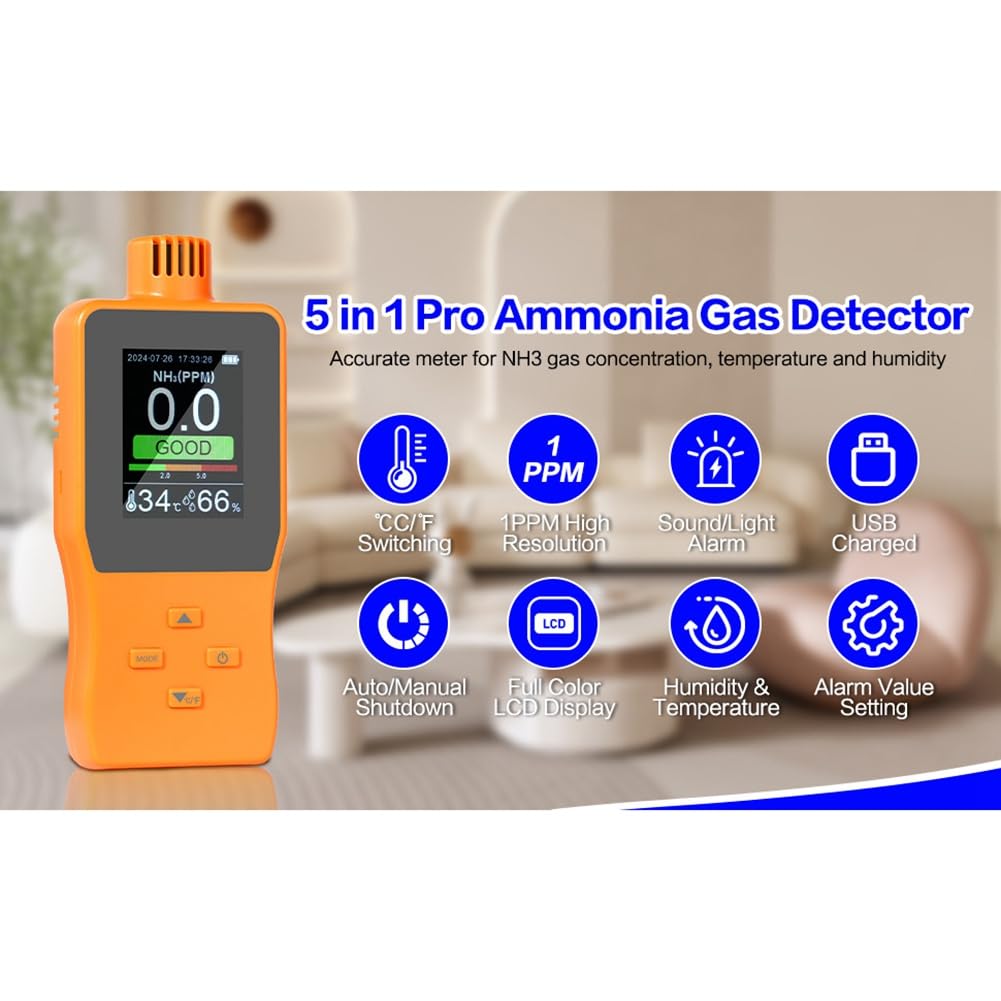Detectores de Gas Amoníaco NH3 Analizadores de Gas Medidor de Alarma Dispositivo Digital Detectores de Fugas de Gas 0-100PPM