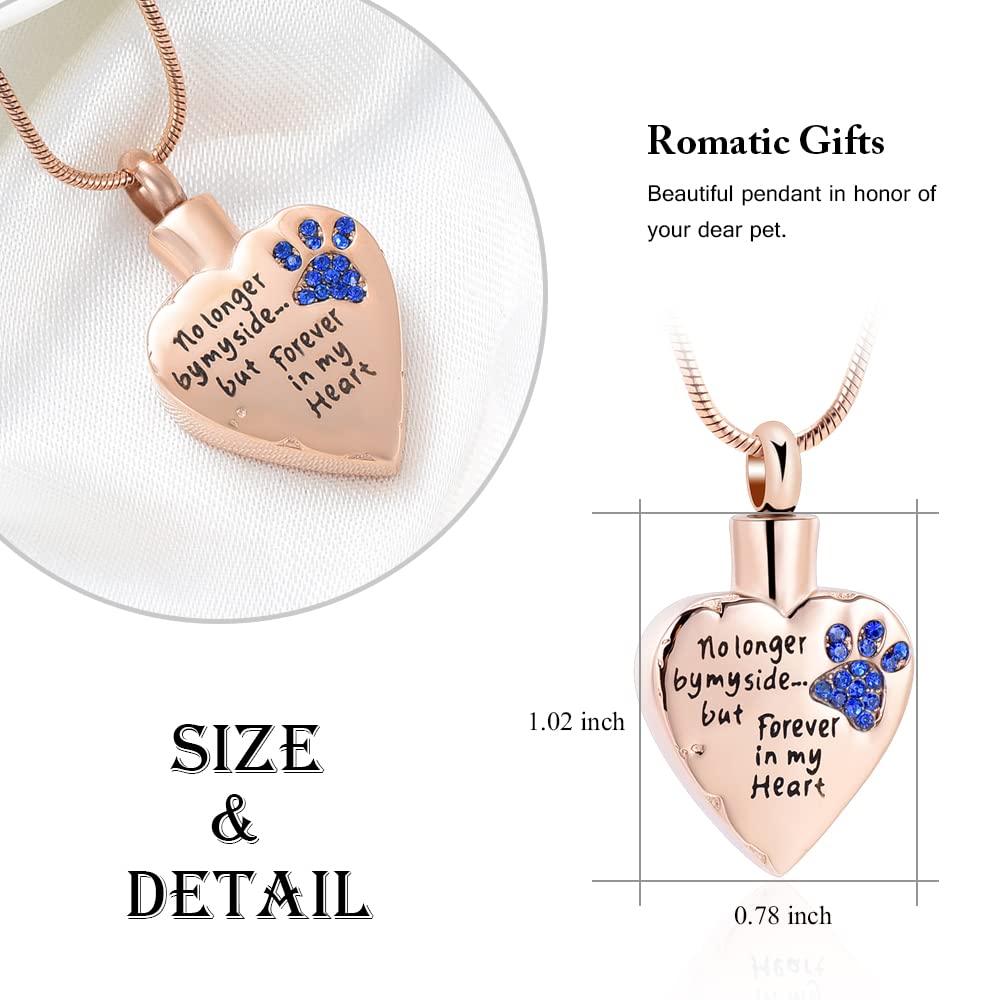 QGJNSGC Pet Cremation Jewellery Stainess Steel Heart Urn Necklace for Ashes Keepsake Ashes Necklace Dog Cat Paw Memorial Urn Pendant for Women Men - Image 2