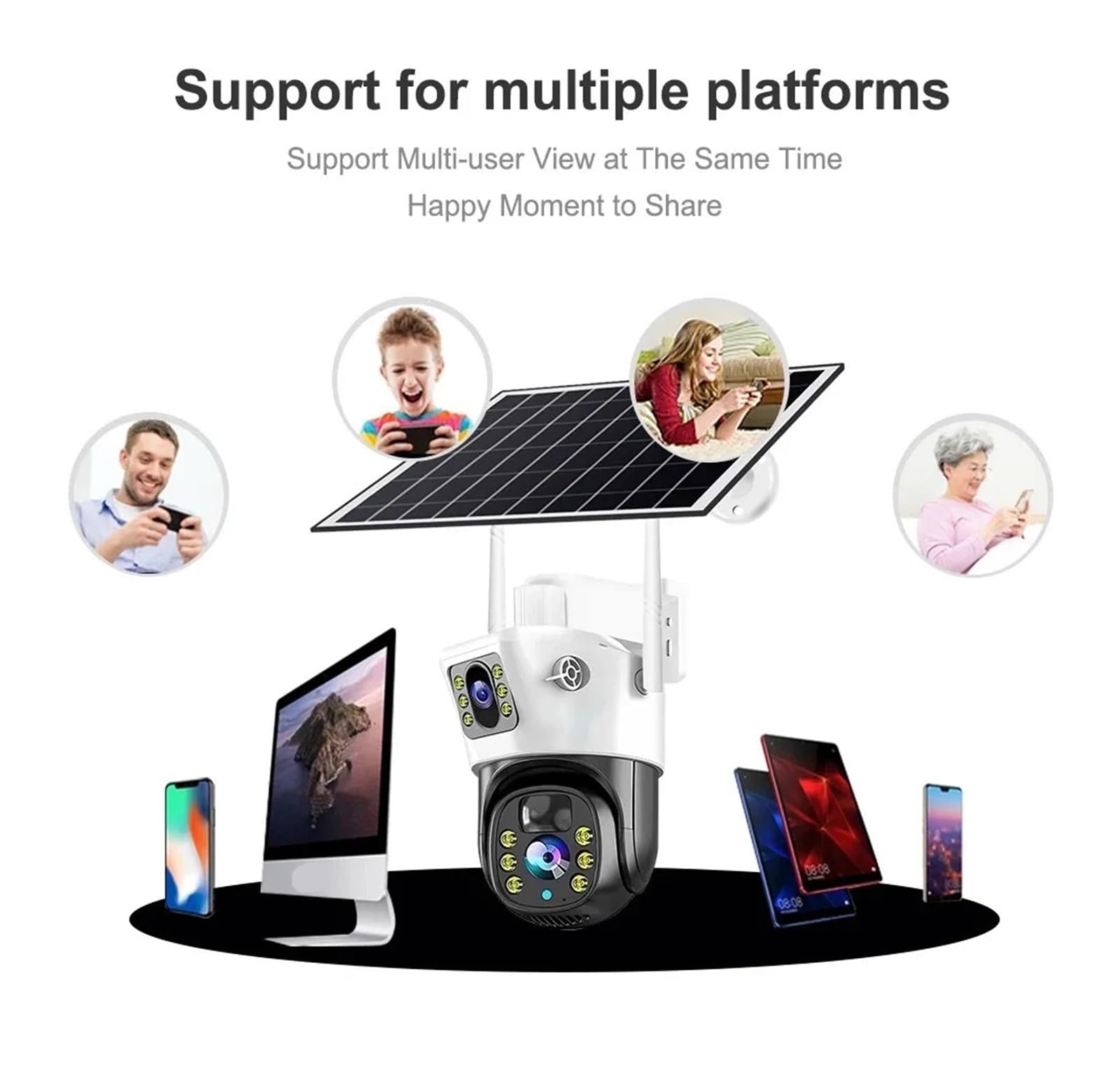 Caméra IP Solaire 4G WiFi Double Objectifs 8MP 4K V380 Pro Extérieure