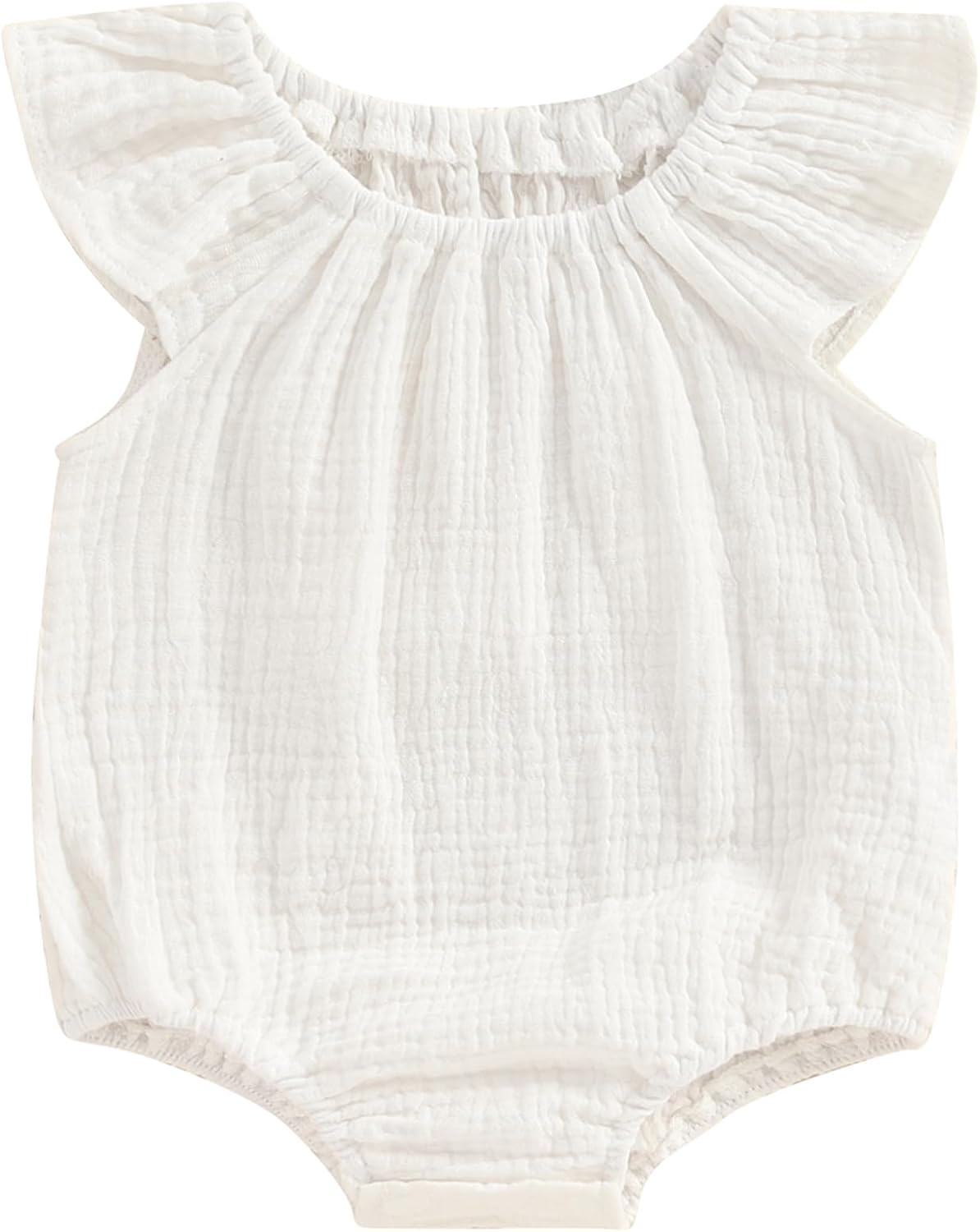 Mubineo Baby Girl Boy Summer Cotton Linen Romper Clothes Basic Plain Ruffle Sleeveless Comfy Rompers Newborn Tops