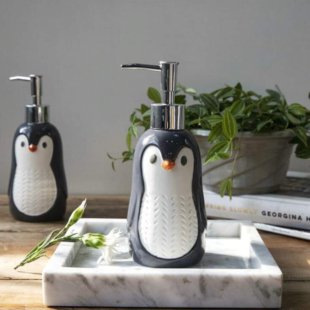 Dozownik mydła do rąk, ceramiczna pompka do balsamu pingwinowego, pojemnik na mydło w płynie do wielokrotnego napełniania, przenośny dozownik mydła do kuchni lub łazienki, ręcznie malowany design
