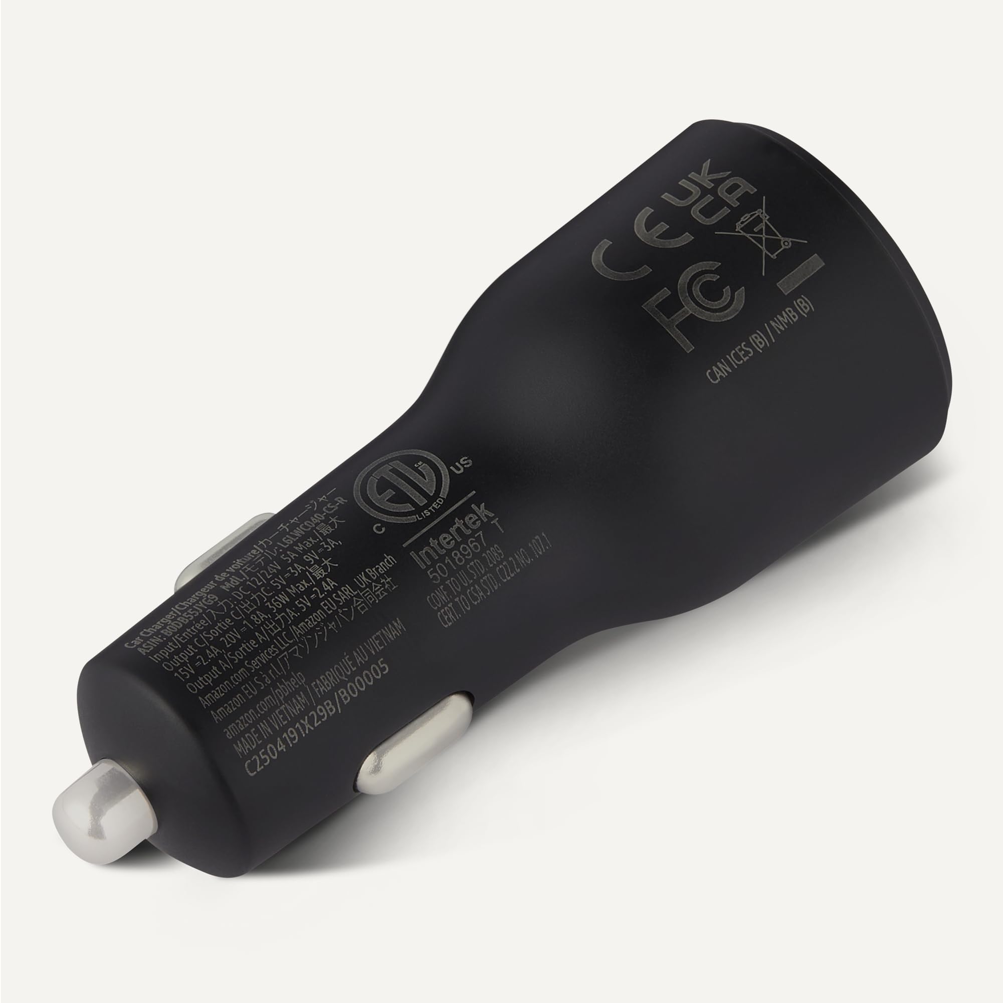 Amazon Basics Fast-Charging Car Charger, Dual-Port, 1 USB-C + 1 USB-A, 48W, Black - 4