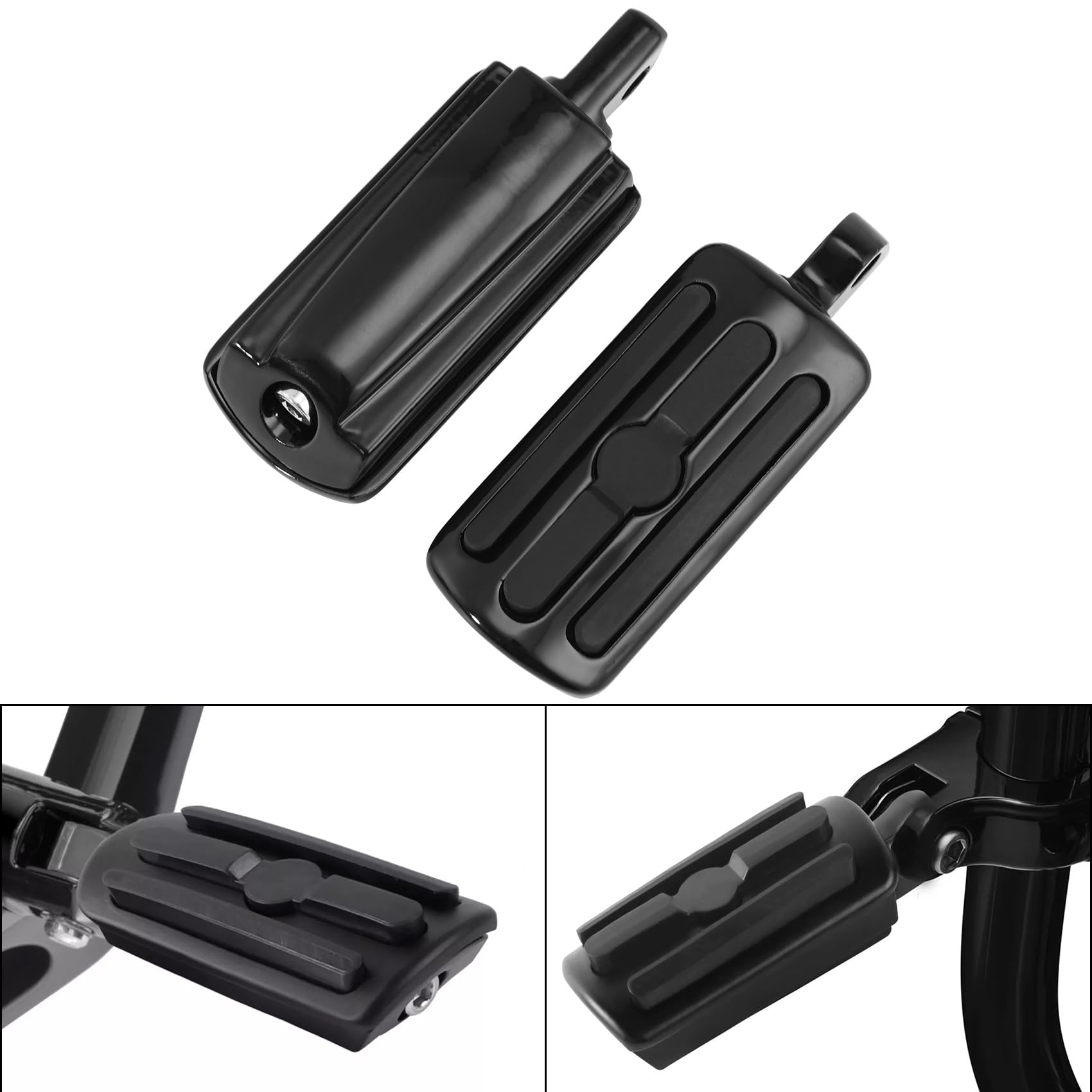 10mm Highway Fußrasten Kompatibel mit Harley Road King FLHR 1995-2020 Road Glide 2015-2020 (Schwarz)