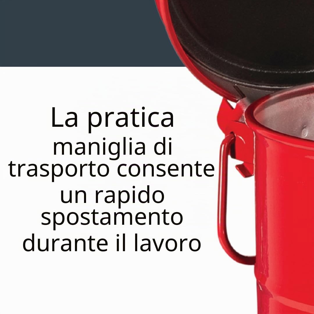 Justrite Tanica di sicurezza per rifiuti oleosi in acciaio zincato 09100, con leva a pedale, capacità 20 l, diametro esterno 28 cm x 30,3 cm, colore rosso